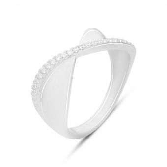 Серебряное кольцо с фианитами, вес изделия 3,6 гр (2149248) 18 размер