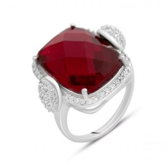 Серебряное кольцо с натуральным рубином, вес изделия 7,08 гр (2123477) 18 размер