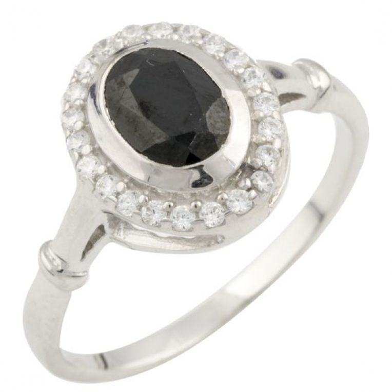 Серебряное кольцо с натуральным сапфиром 1.29ct, вес изделия 2,98 гр (0468518) 18 размер