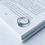 Серебряное кольцо с аквамарином nano 0.455ct, фианитами, вес изделия 1,81 гр (2143222) 17 размер