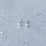 Срібні сережки з натуральним жемчугом та фіанітами (2152484)