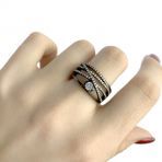 Серебряное кольцо с фианитами, вес изделия 6,3 гр (1906002) 16 размер