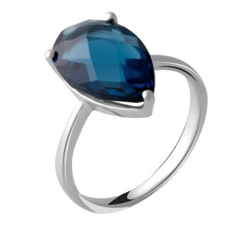 Серебряное кольцо с топазом Лондон Блю 3.525ct, вес изделия 2,59 гр (2049067) 17 размер
