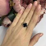 Серебряное кольцо с натуральным ониксом, вес изделия 4,71 гр (2098911) 18 размер