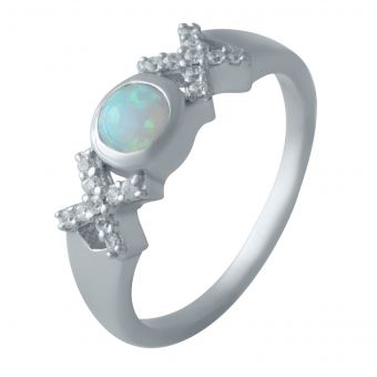 Серебряное кольцо с опалом, вес изделия 3,16 гр (2012139) 18.5 размер