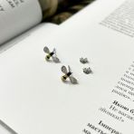 Срібні сережки з фіанітами та емаллю (2137528)