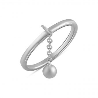 Серебряное кольцо с без камней, вес изделия 1,36 гр (2094562) 17.5 размер