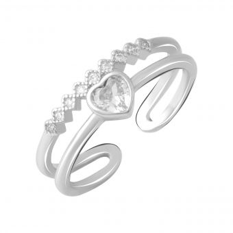 Серебряное кольцо с фианитами, вес изделия 2,1 гр (2082170) adjustable размер