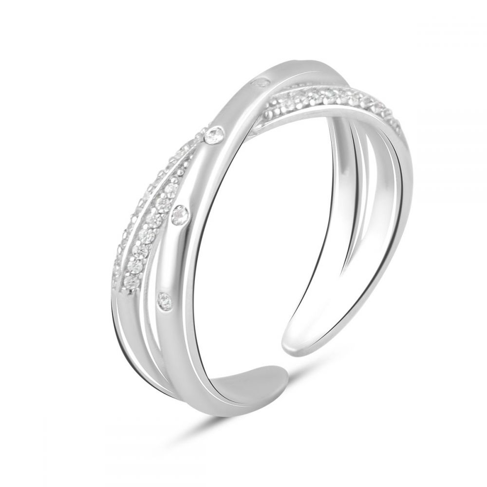 Серебряное кольцо с фианитами, вес изделия 2,92 гр (2085294) 18 размер