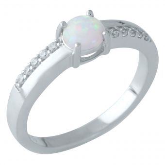 Серебряное кольцо с опалом, вес изделия 2,25 гр (1960400) 17 размер