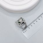 Серебряное кольцо с фианитами, емаллю, вес изделия 15,99 гр (2152392) 18 размер