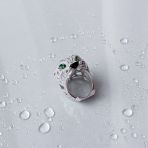 Серебряное кольцо с фианитами, емаллю, вес изделия 18,01 гр (2152408) 18 размер