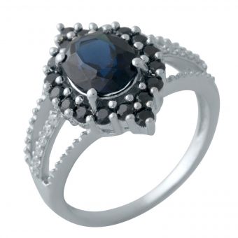 Серебряное кольцо с натуральным сапфиром 3.565ct, вес изделия 3,72 гр (2008941) 18.5 размер