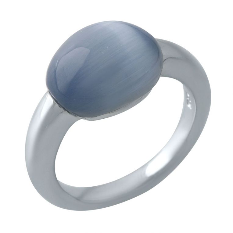 Серебряное кольцо с кошачьим глазом, вес изделия 6,42 гр (1977064) 18 размер