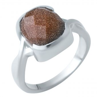 Серебряное кольцо с натуральным авантюрином, вес изделия 5,52 гр (1922583) 18.5 размер
