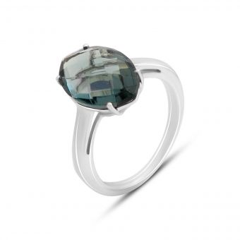Серебряное кольцо с топазом Лондон Блю 4.408ct, вес изделия 3,69 гр (2127369) 18 размер