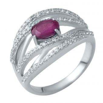 Серебряное кольцо с натуральным рубином, вес изделия 4,77 гр (1946985) 17 размер