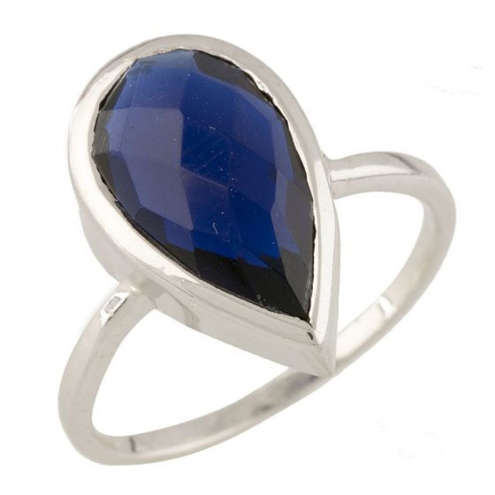 Серебряное кольцо с сапфиром nano, вес изделия 2,88 гр (0712949) 18 размер