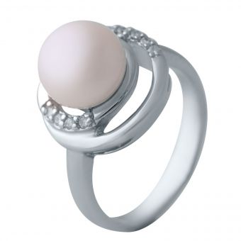 Серебряное кольцо с натуральным жемчугом, вес изделия 4,76 гр (2041283) 16.5 размер