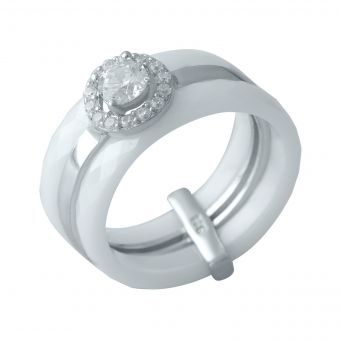 Серебряное кольцо с керамикой, вес изделия 6,57 гр (1150566) 17.5 размер