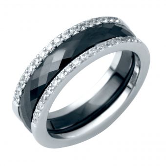 Серебряное кольцо с керамикой, вес изделия 4,3 гр (1214503) 16 размер