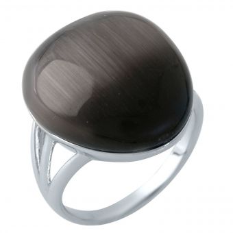 Серебряное кольцо с кошачьим глазом, вес изделия 8,7 гр (1975350) 17.5 размер