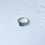 Серебряное кольцо с аквамарином nano 1.183ct, фианитами, вес изделия 2,45 гр (2141334) 17.5 размер