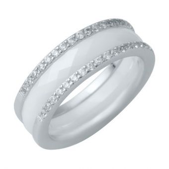 Серебряное кольцо с керамикой, вес изделия 4,98 гр (1214459) 18 размер