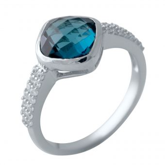 Серебряное кольцо с топазом Лондон Блю 1.758ct, вес изделия 2,68 гр (2019930) 17 размер