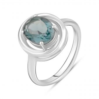 Серебряное кольцо с топазом Лондон Блю 2.263ct, вес изделия 4,19 гр (2125181) 18.5 размер