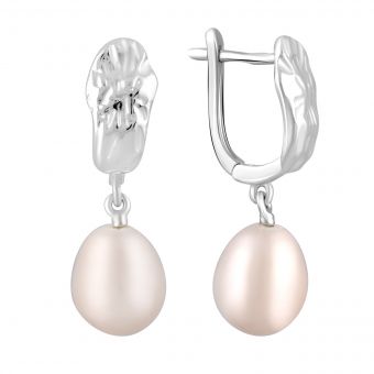 Срібні сережки з натуральним перлом (2122494)