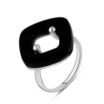 Серебряное кольцо с натуральным ониксом 6.8ct, вес изделия 4,41 гр (2108504) 17.5 размер