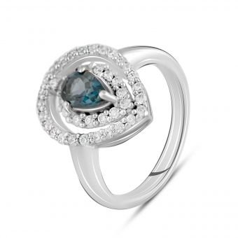 Серебряное кольцо с топазом Лондон Блю, вес изделия 4,97 гр (2099161) 18 размер