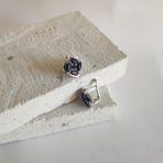 Срібні сережки з натуральним сапфіром 3.172ct, фіанітами (2120056)