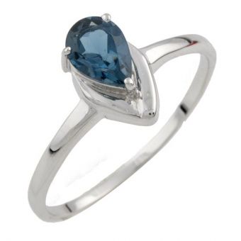 Серебряное кольцо с топазом Лондон Блю, вес изделия 1,68 гр (0463506) 18.5 размер