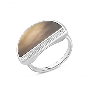 Серебряное кольцо с натуральным перламутром, вес изделия 4,9 гр (2108047) 17 размер