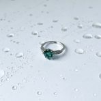 Серебряное кольцо с аквамарином nano 1.647ct, фианитами, вес изделия 2,49 гр (2143192) 17.5 размер
