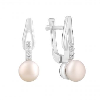 Срібні сережки з натуральним перлом (2123491)