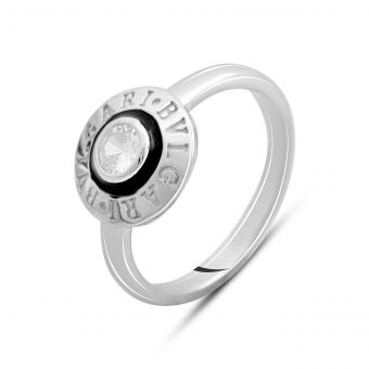 Серебряное кольцо с фианитами, емаллю, вес изделия 2,72 гр (2144526) 16.5 размер