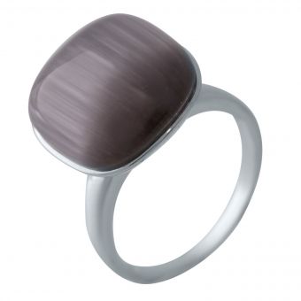Серебряное кольцо с кошачьим глазом, вес изделия 7,38 гр (2022879) 17.5 размер