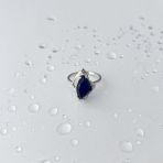 Серебряное кольцо с сапфиром nano 2.903ct, фианитами, вес изделия 3,3 гр (2141068) 18 размер