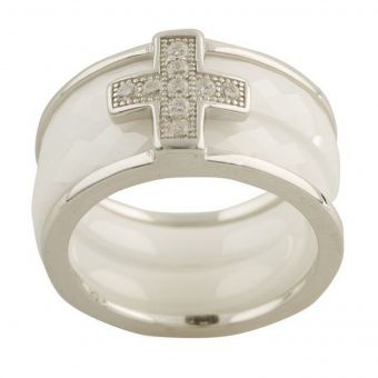 Серебряное кольцо с керамикой, вес изделия 8,13 гр (1150382) 17 размер