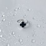 Серебряное кольцо с натуральным ониксом, вес изделия 3,75 гр (60001897) 18 размер