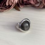 Серебряное кольцо с кошачьим глазом, вес изделия 9,43 гр (1975015) 18 размер