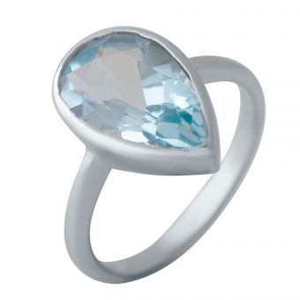 Серебряное кольцо с натуральным топазом, вес изделия 3,7 гр (2043942) 17 размер