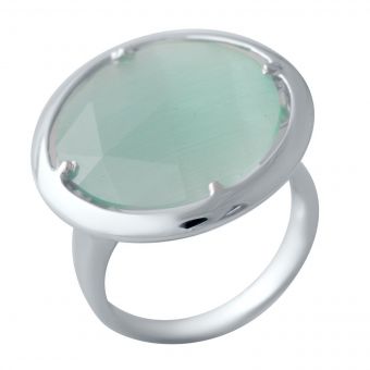 Серебряное кольцо с кошачьим глазом, вес изделия 7,8 гр (2015314) 18 размер
