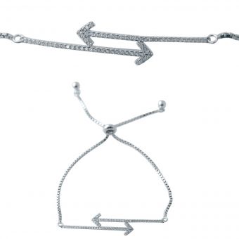 Срібний браслет з фіанітами, вага виробу 3,1 г (2038290), регульований розмір