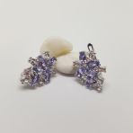 Silver earrings with natural tanzanite 7.3ct, white topaz (2116882)