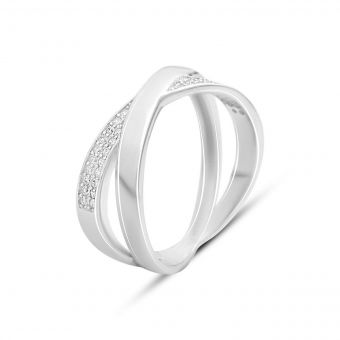 Серебряное кольцо с фианитами, вес изделия 3,01 гр (2143086) 16.5 размер