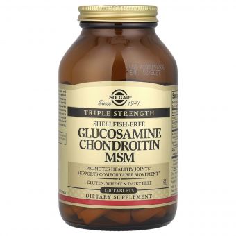 Глюкозамін, Хондроїтин та МСМ, Glucosamine Chondroitin MSM, Triple Strength, Solgar, 120 таблеток